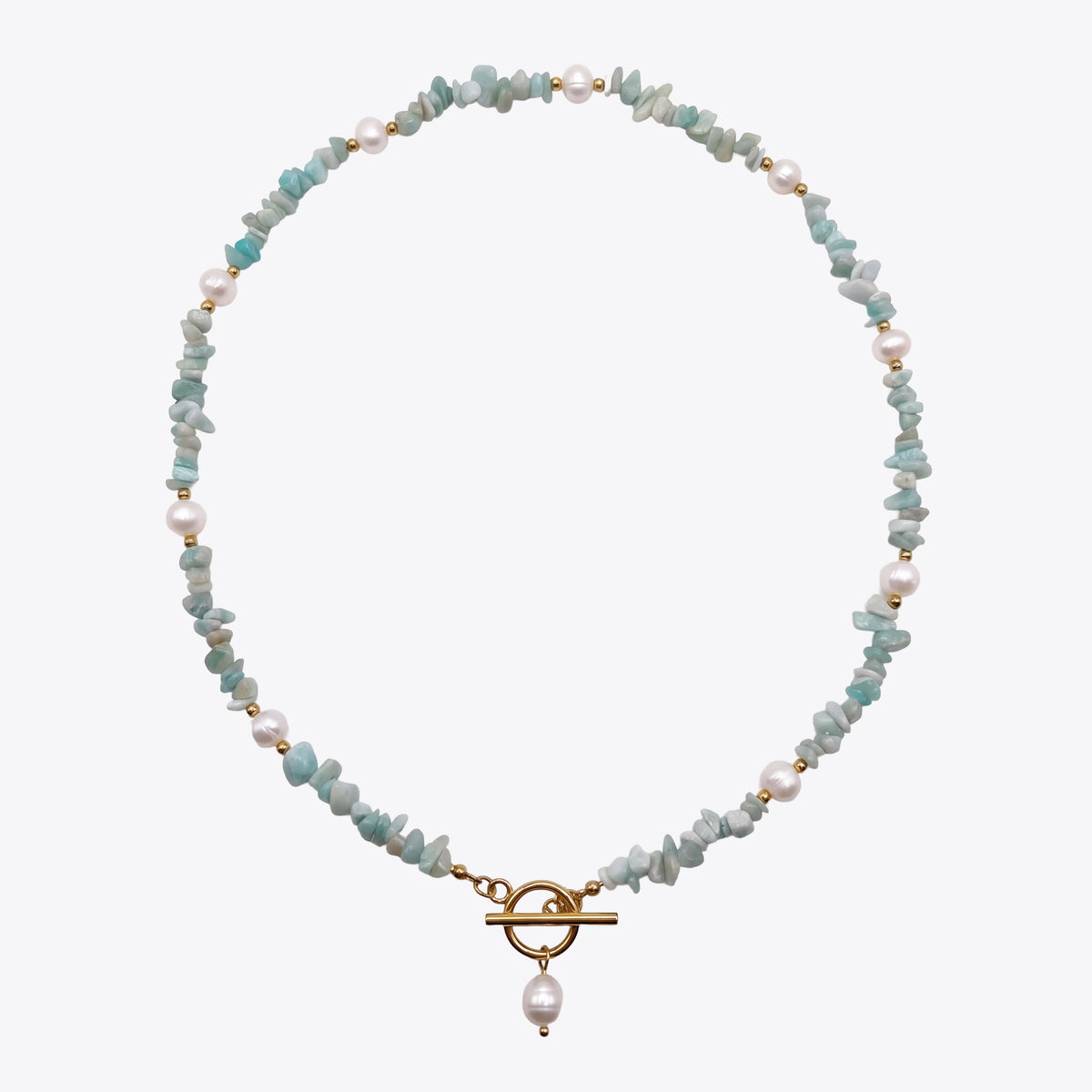 Amazonite Chip Pearl Necklace