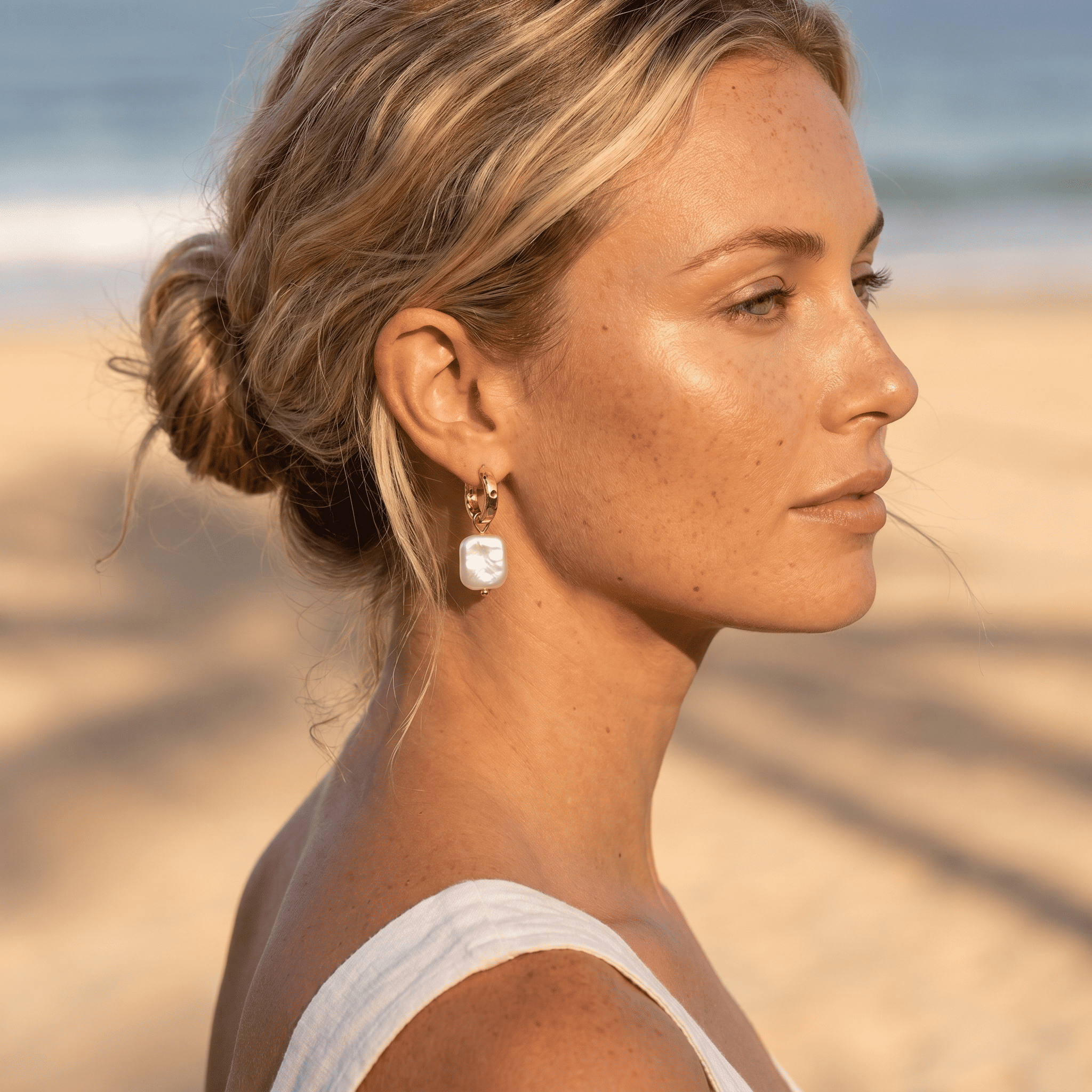 Pearl Charm Hoops