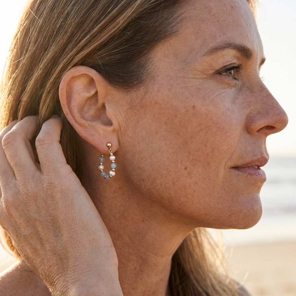 Coastal Blue Pearl Earring