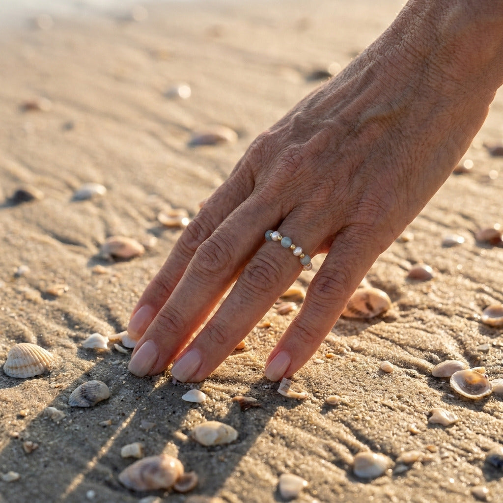 Coastal Blue Pearl Ring