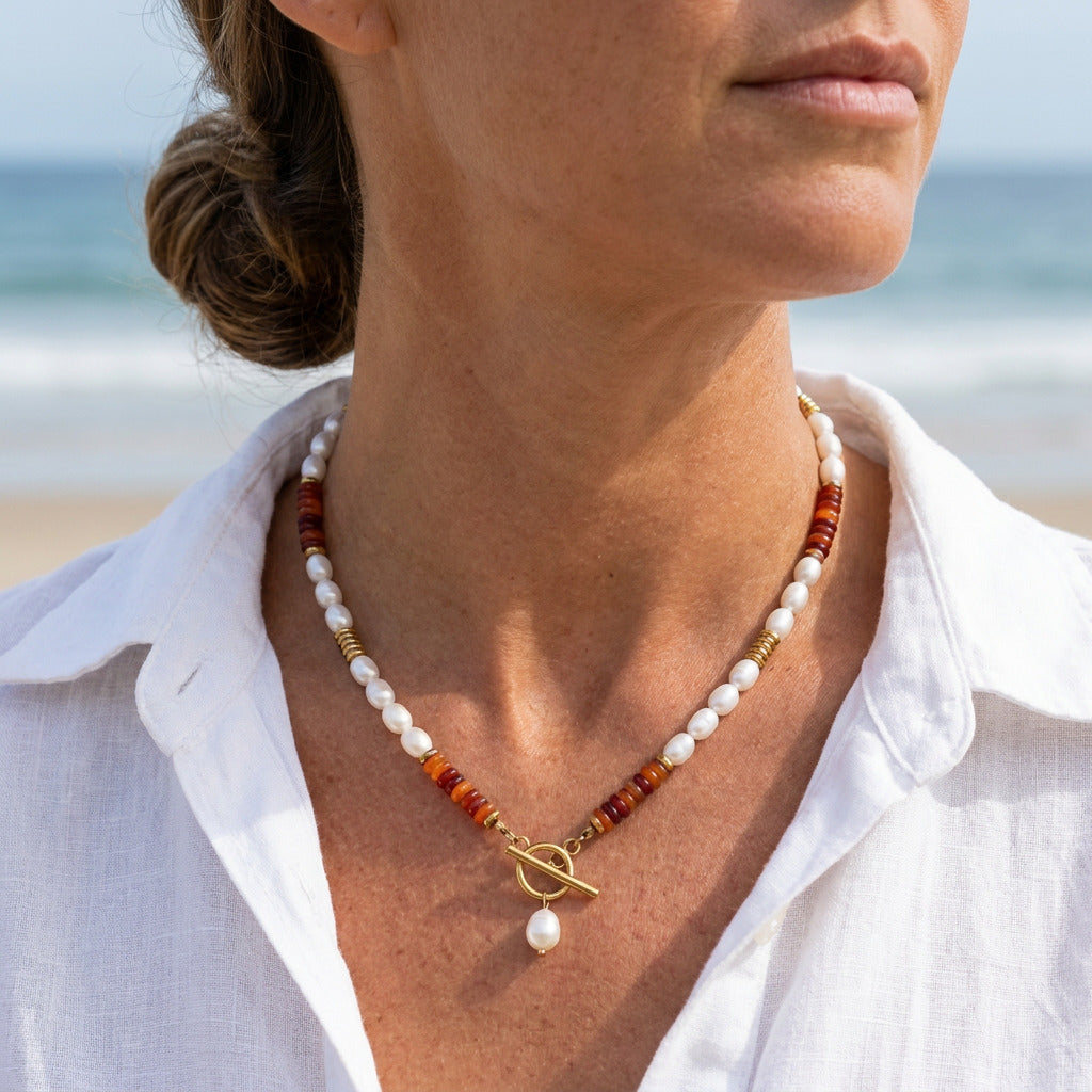 Ember Pearl Carnelian Necklace