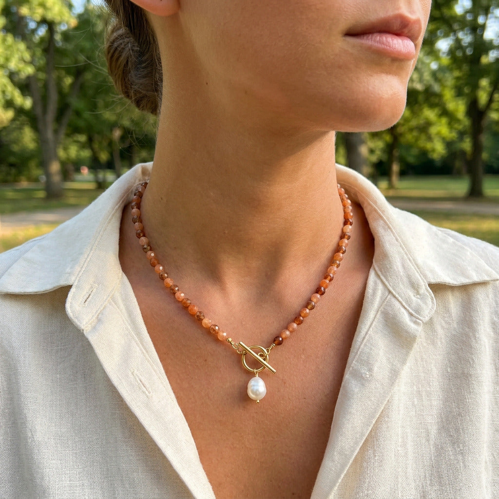 Cinnamon Nature Stone Necklace