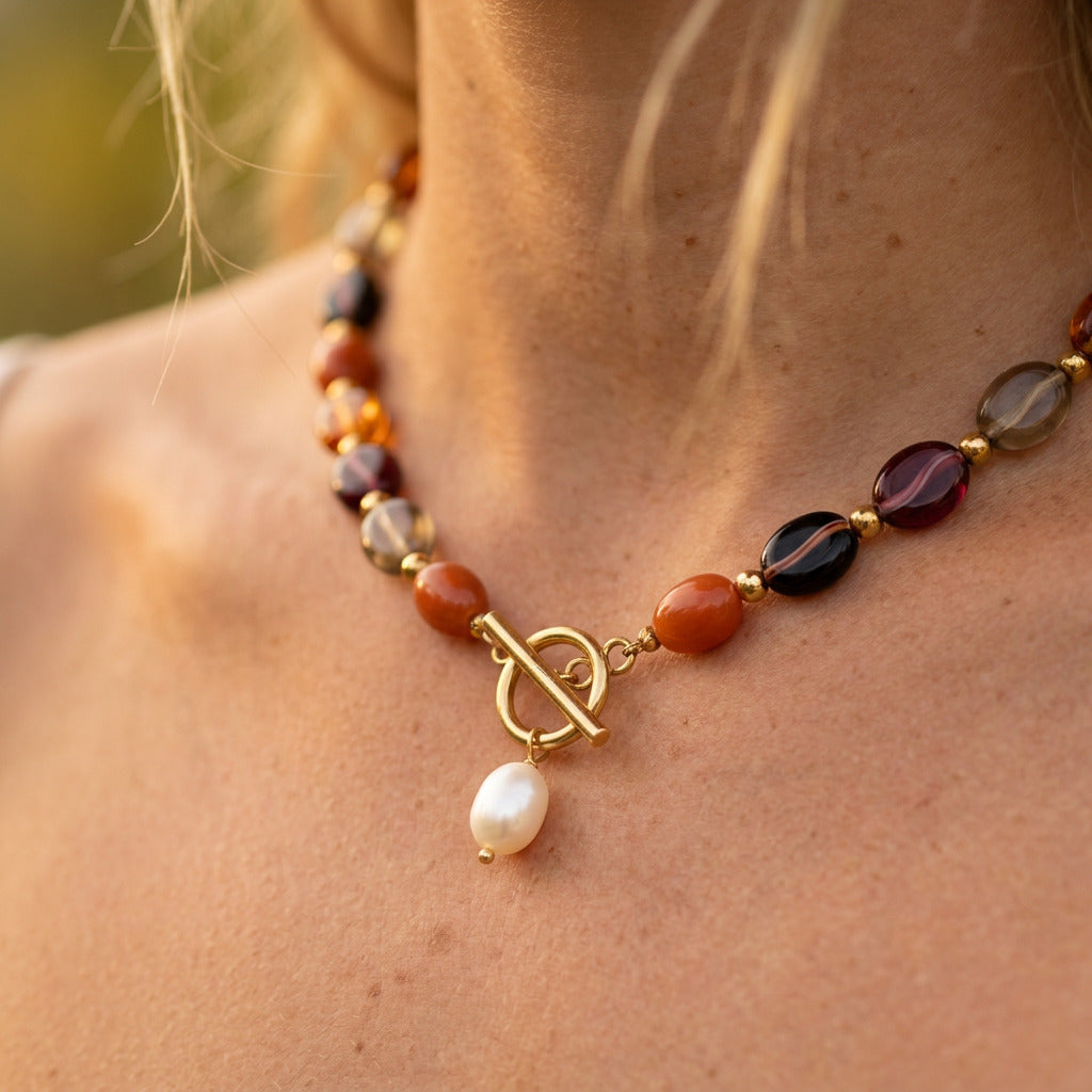 Mocha Bead Pearl Necklace