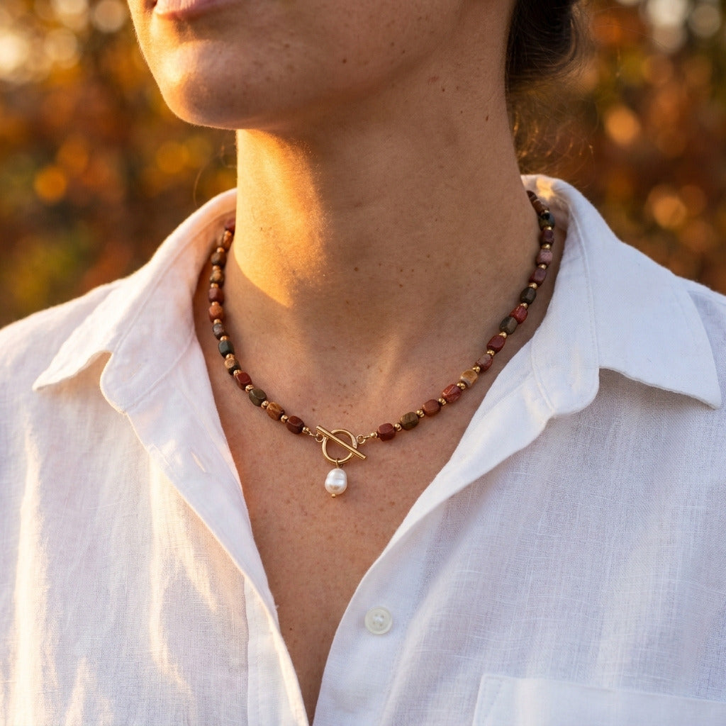 Desert Stone Pearl Necklace