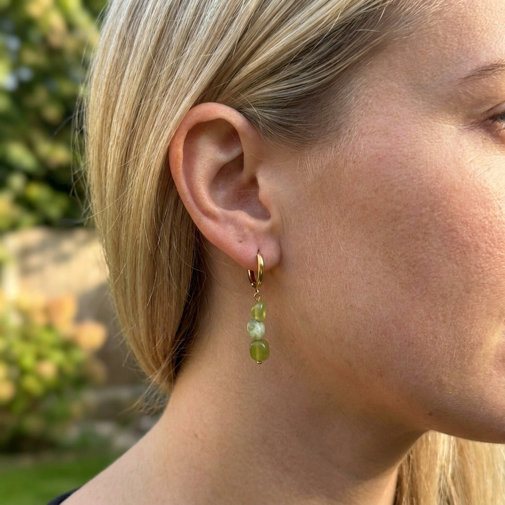 Jade Stone Hoop Earring