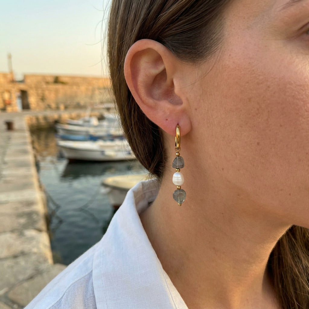 Labradorite Pearl Earring