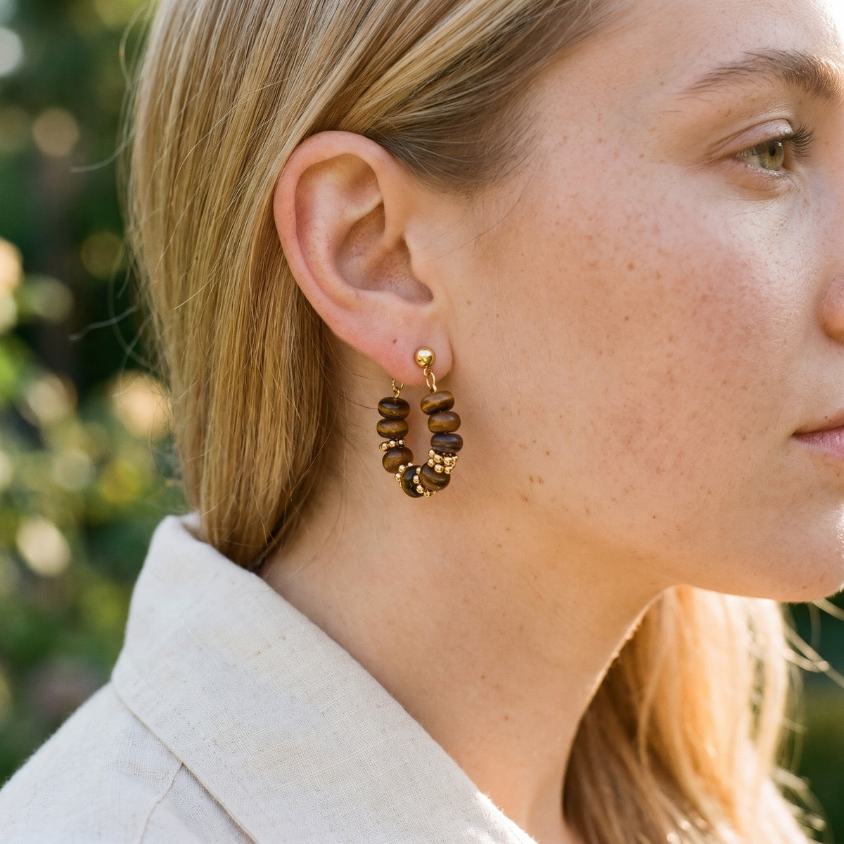 Brown Stone Cluster Hoops