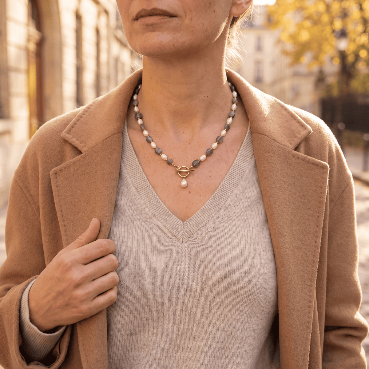 Labradorite Pearl Necklace