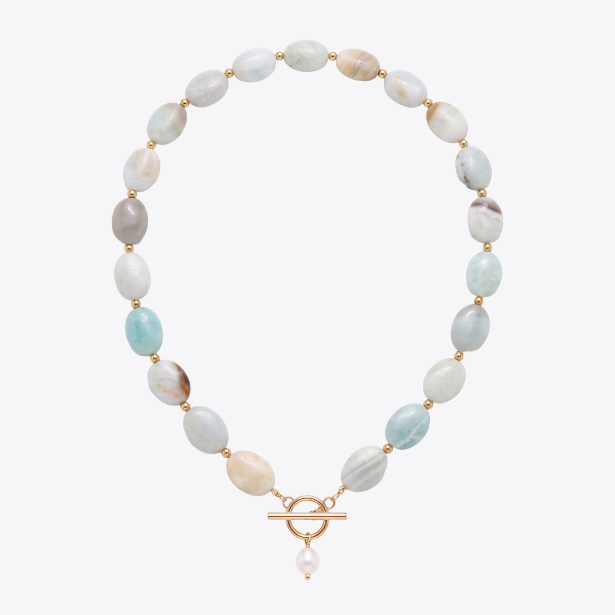 Amazonite Pebble Pearl Necklace