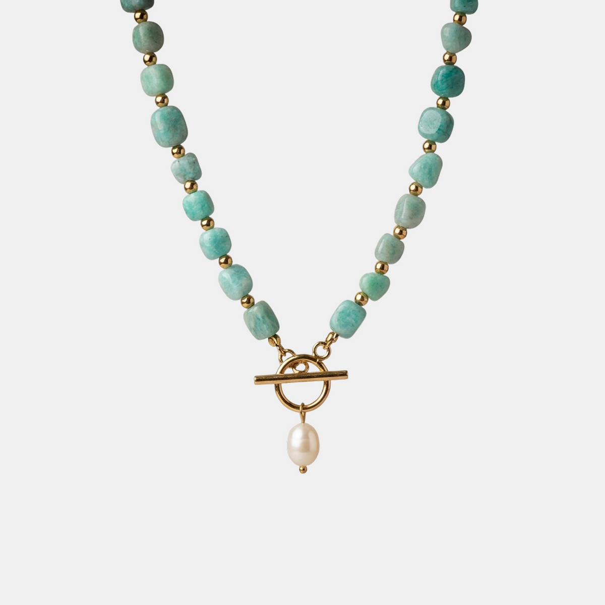 Amazonite Stone Pearl Necklace
