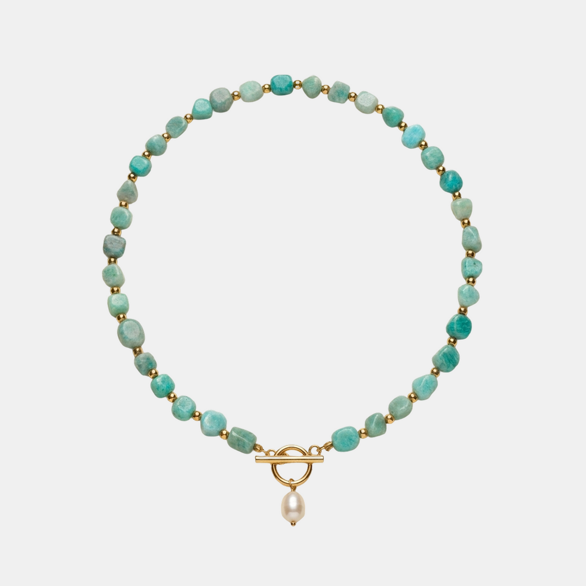 Amazonite Stone Pearl Necklace