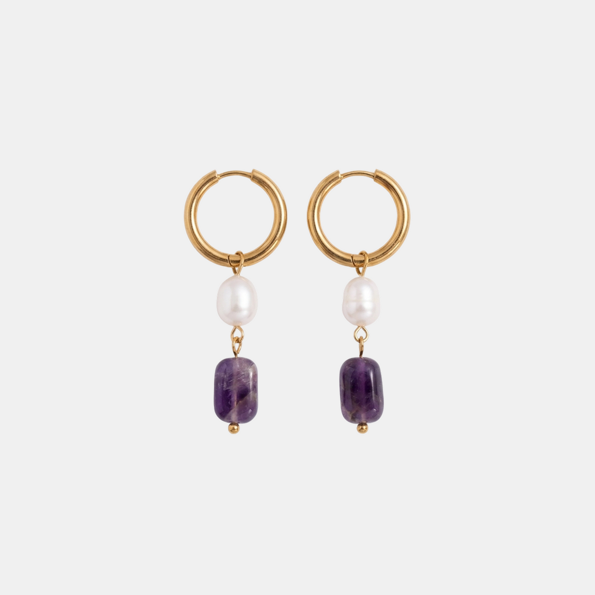 Amethyst Pearl Drop Earring