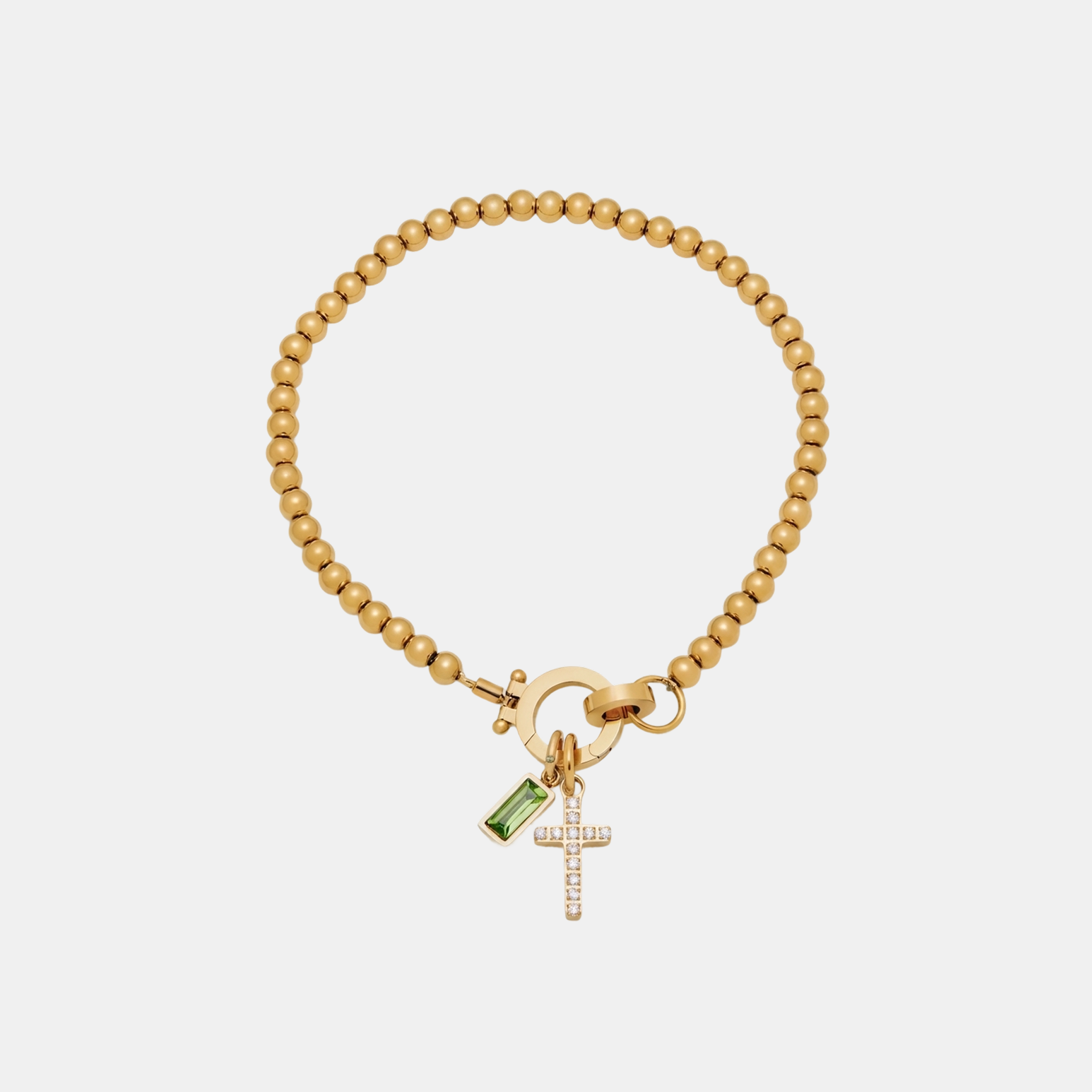 Birthstone Cross Bead Bracelet