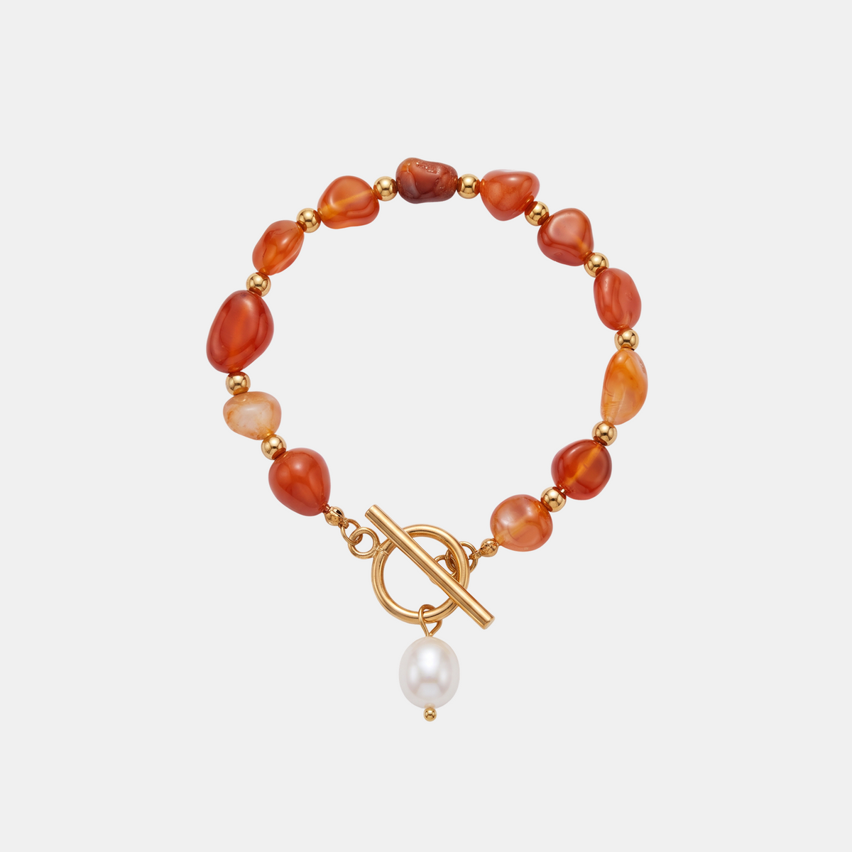 Banded Carnelian Pearl Bracelet
