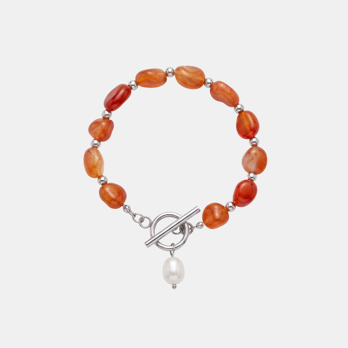 Banded Carnelian Pearl Bracelet