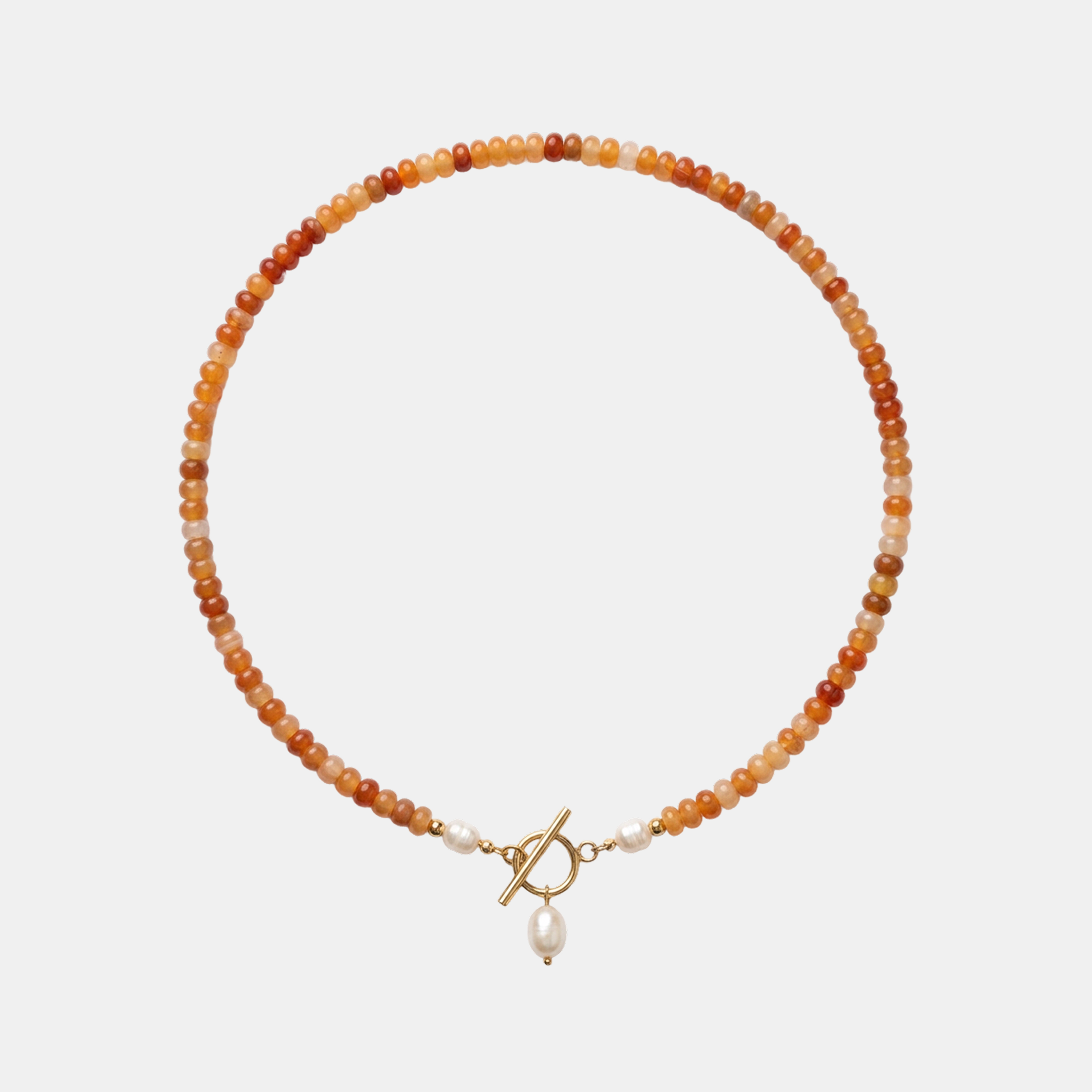 Carnelian Bead Pearl Necklace