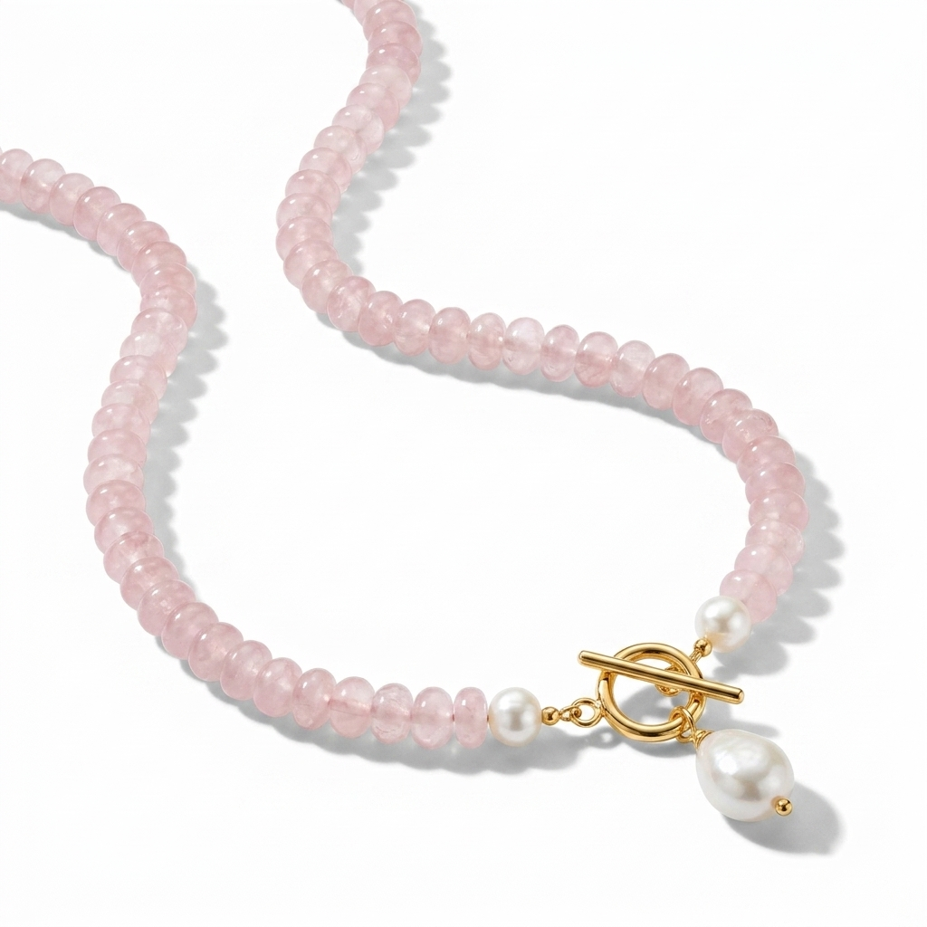 Pink Bead Pearl Necklace