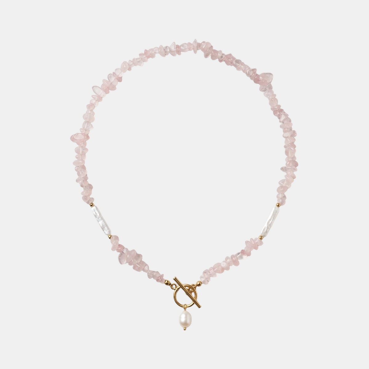 Pink Cloud Stone Pearl Necklace