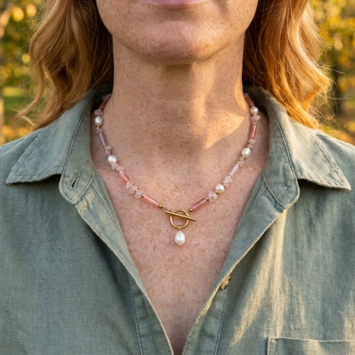 Pink Sorbet Bead Pearl Necklace