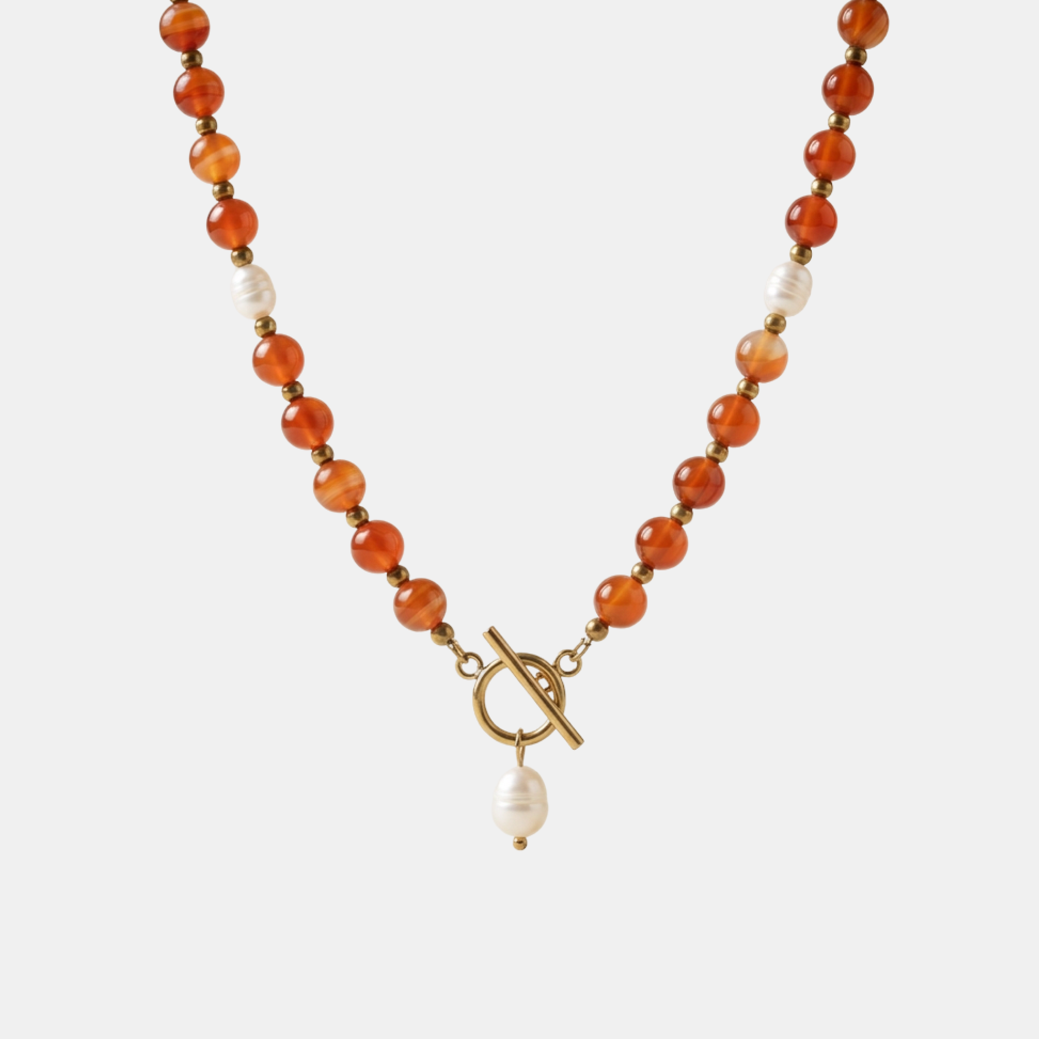 Sunset Carnelian Pearl Necklace