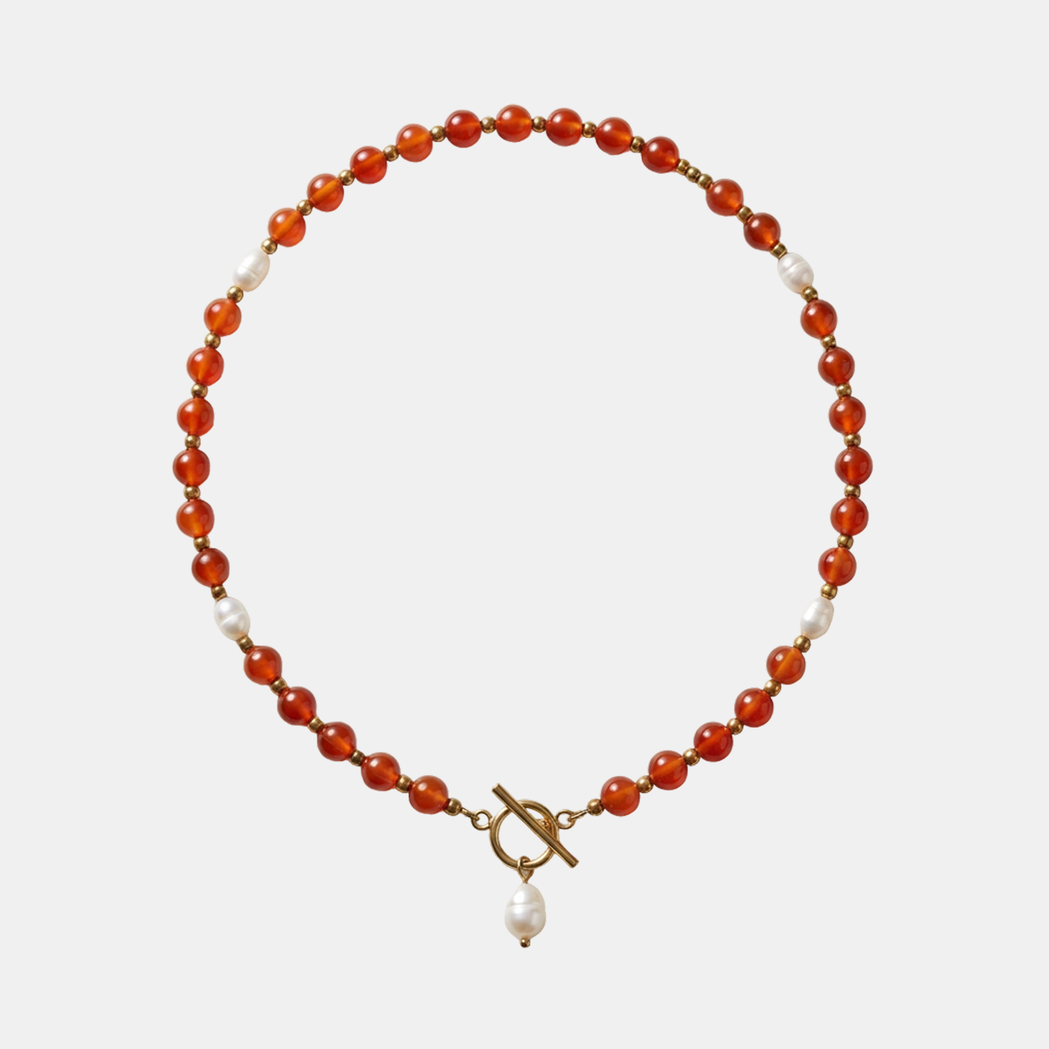 Sunset Carnelian Pearl Necklace