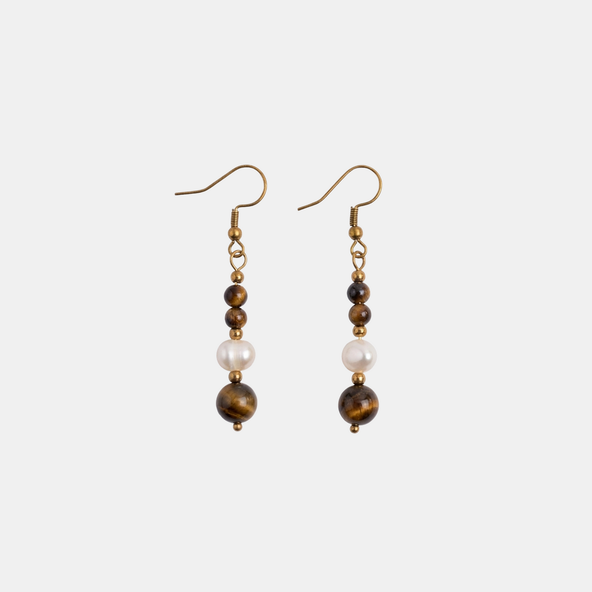Tiger Eye Pearl Drop Earrings