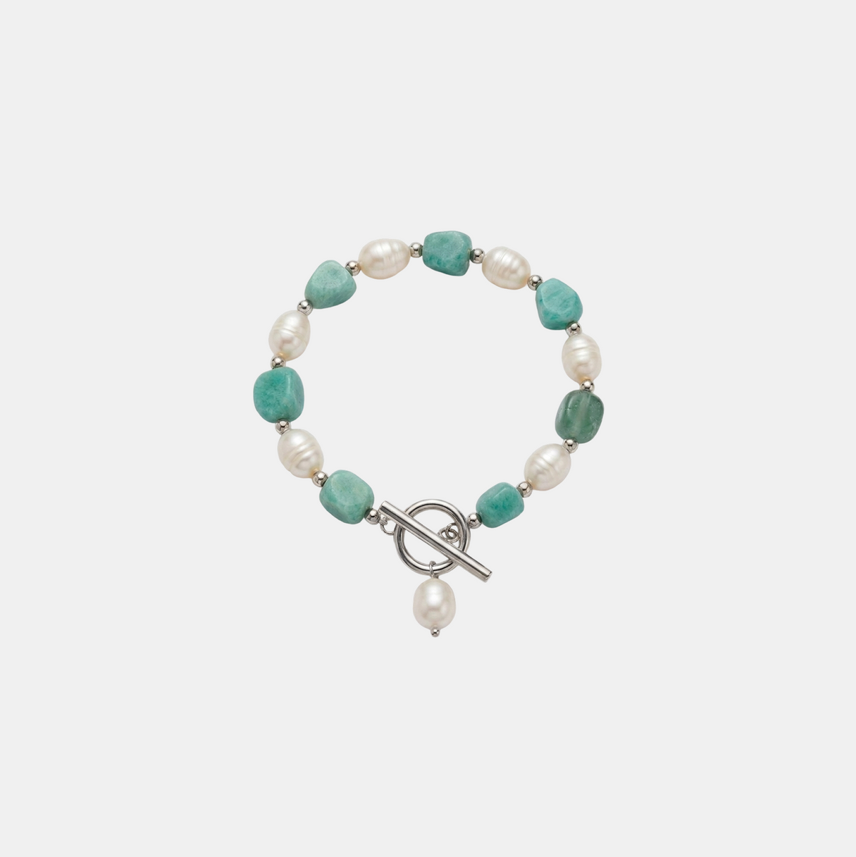 Turquoise Mint Bead Pearl Bracelet