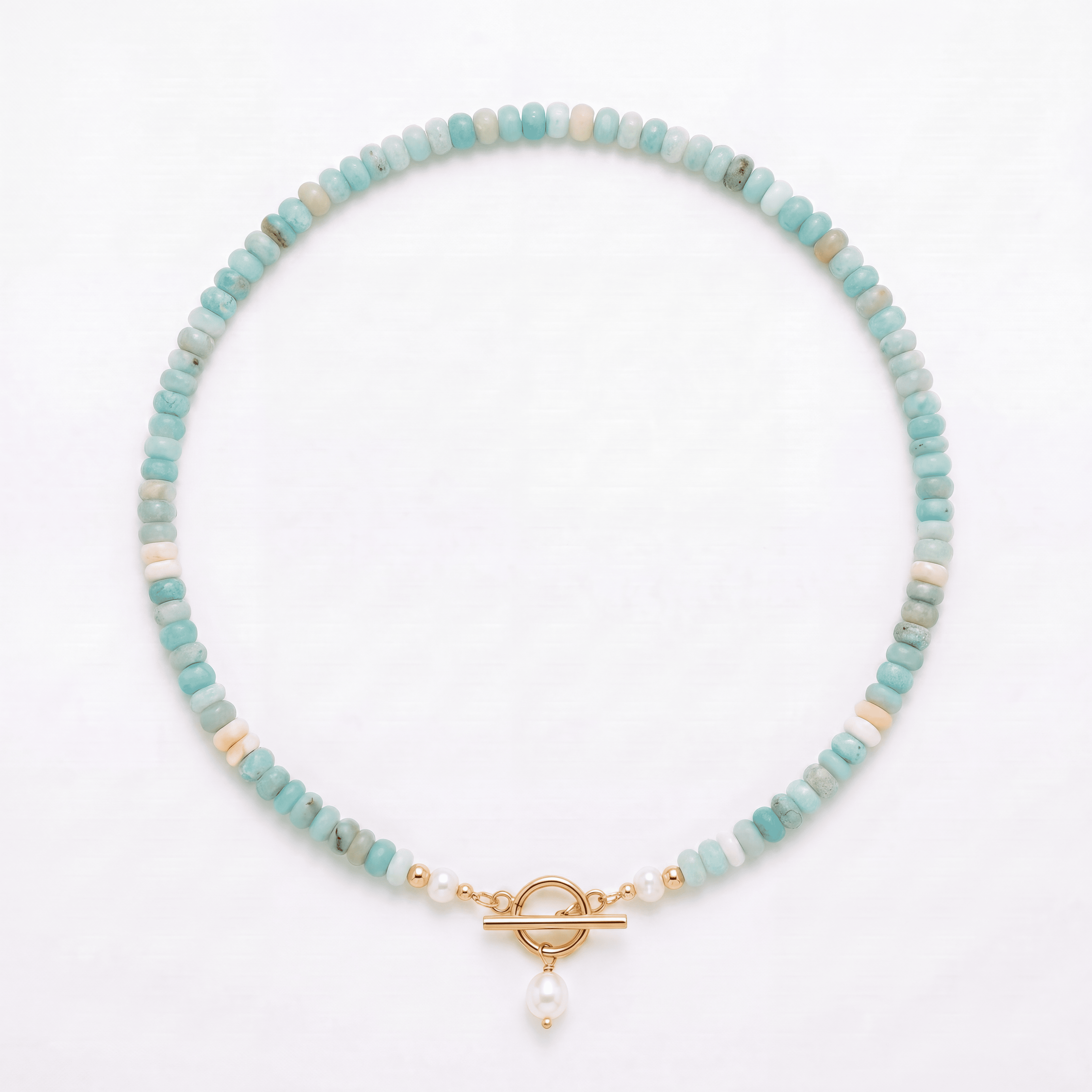 Turquoise Bead Pearl Necklace