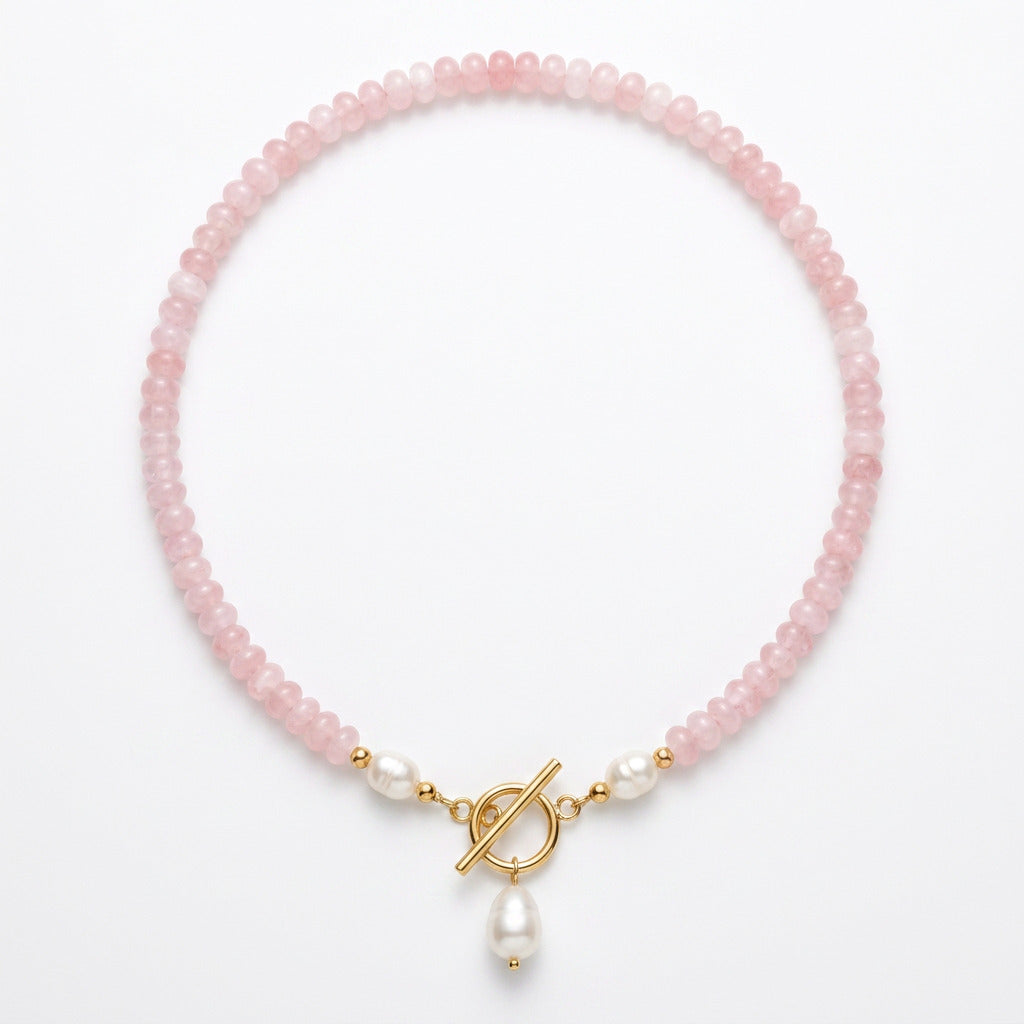 Pink Bead Pearl Necklace