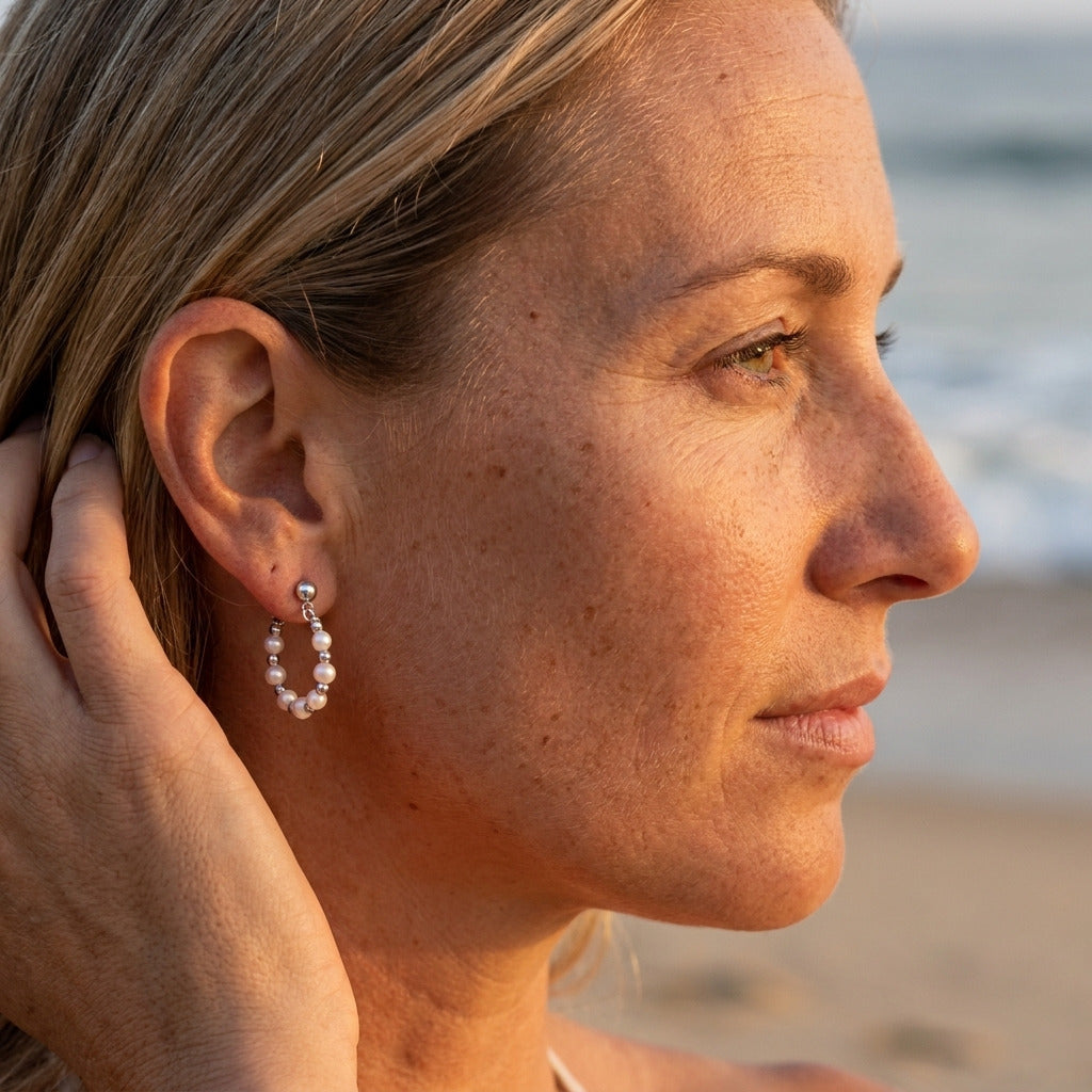Classic Pearl Hoops