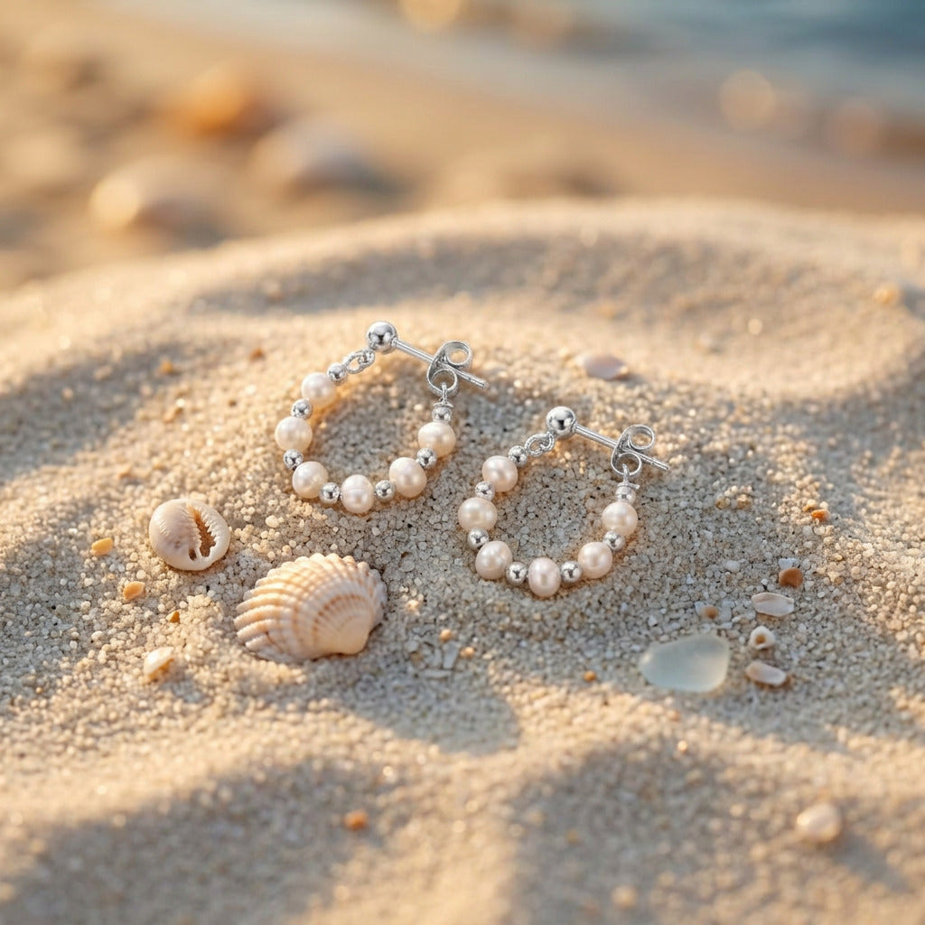 Classic Pearl Hoops