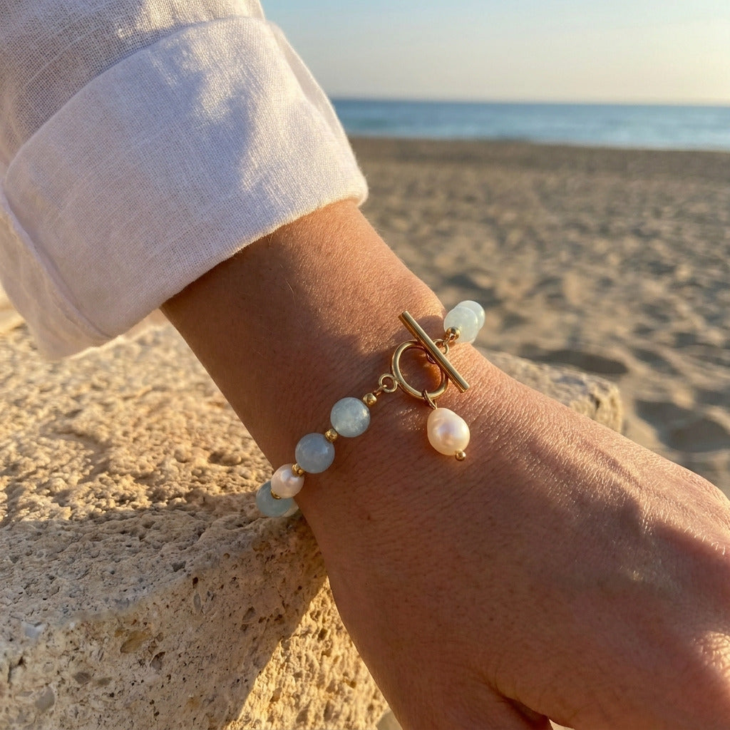 Coastal Blue Pearl Bracelet