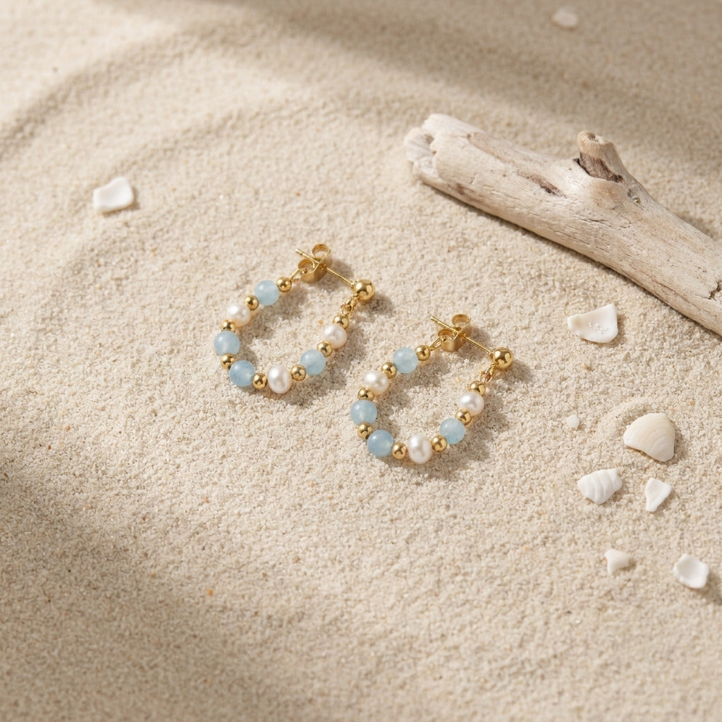 Coastal Blue Pearl Earring