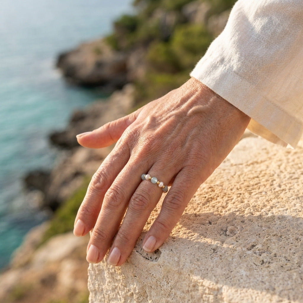 Coastal Blue Pearl Ring