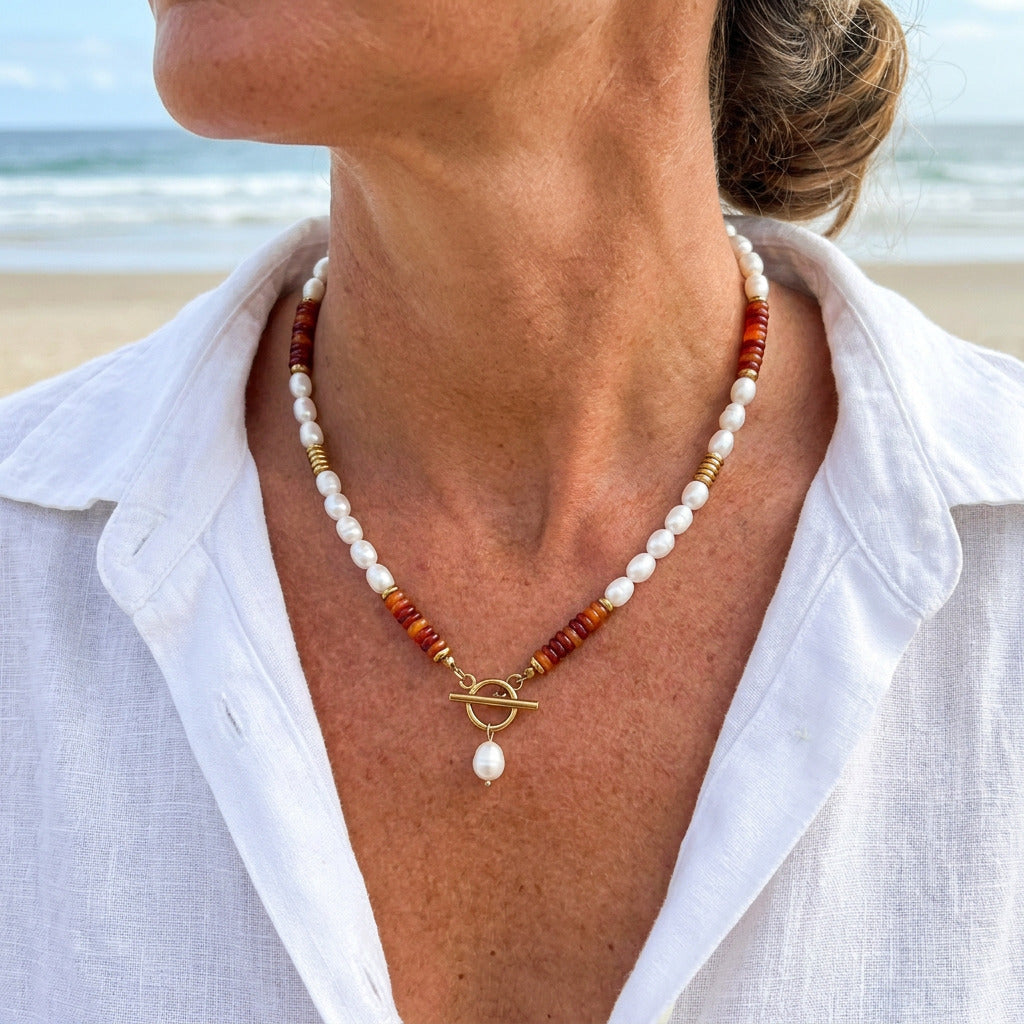Ember Pearl Carnelian Necklace