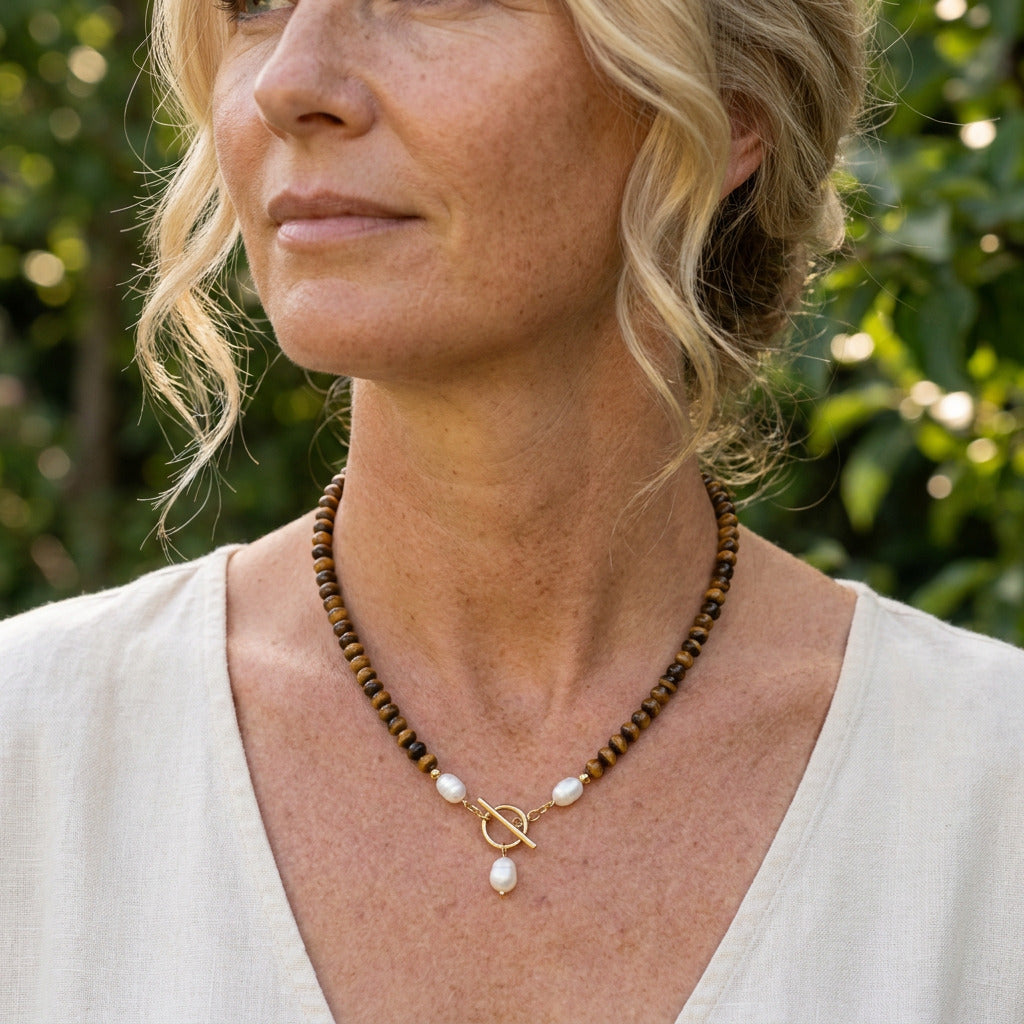 Tiger's Eye Pearl Necklace