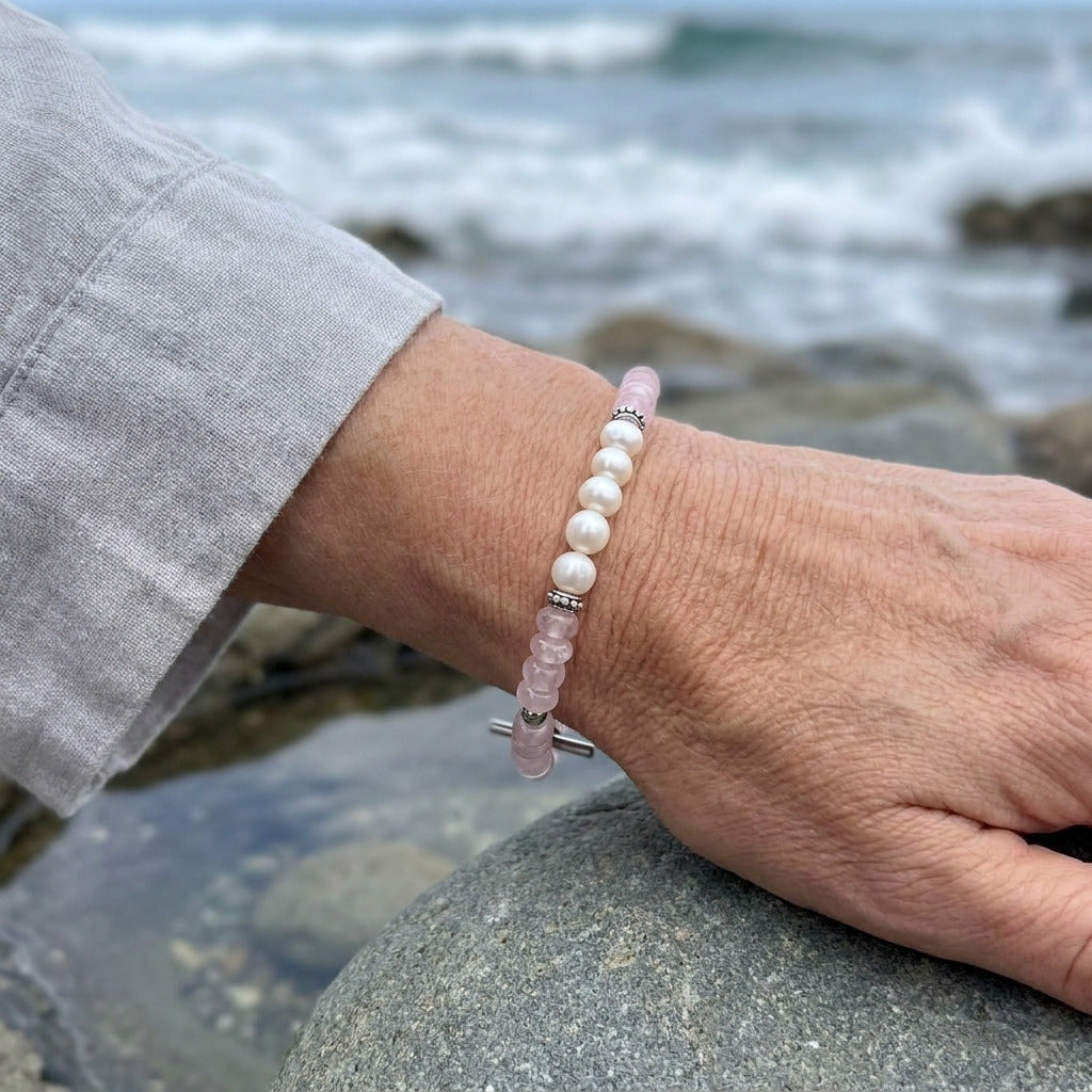 Pink Bead Toggle Bracelet