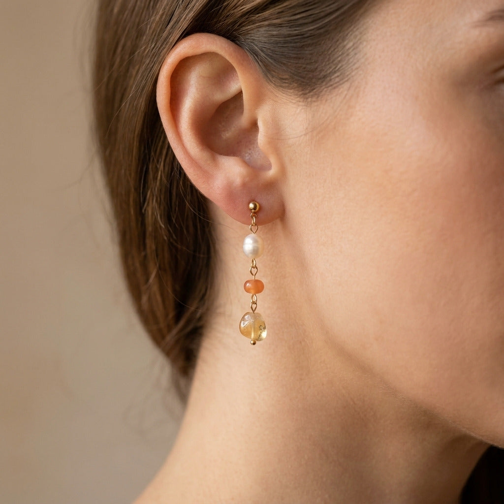 Citrine Pearl Drop Earring