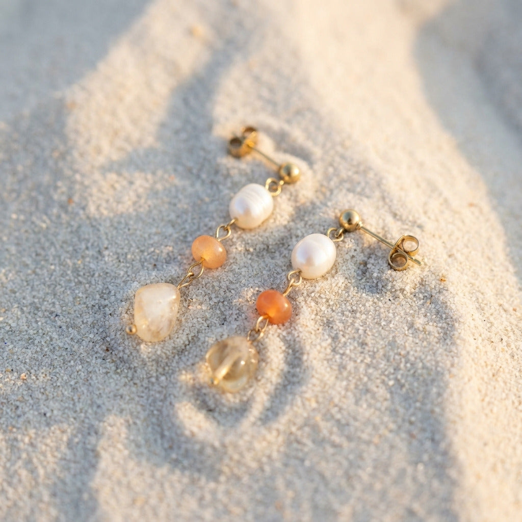 Citrine Pearl Drop Earring