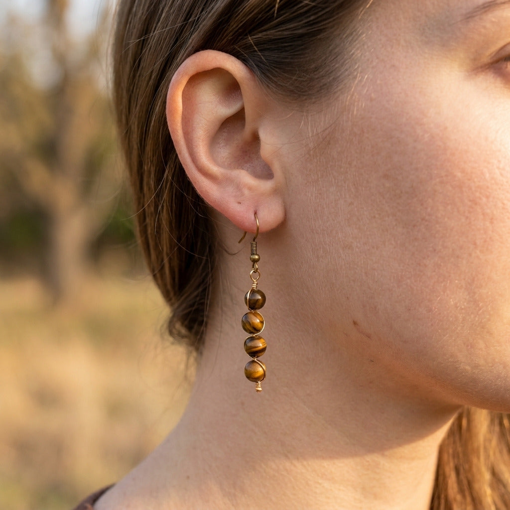 Tiger Eye Drop Earrings