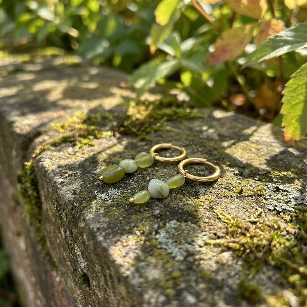 Jade Stone Hoop Earring