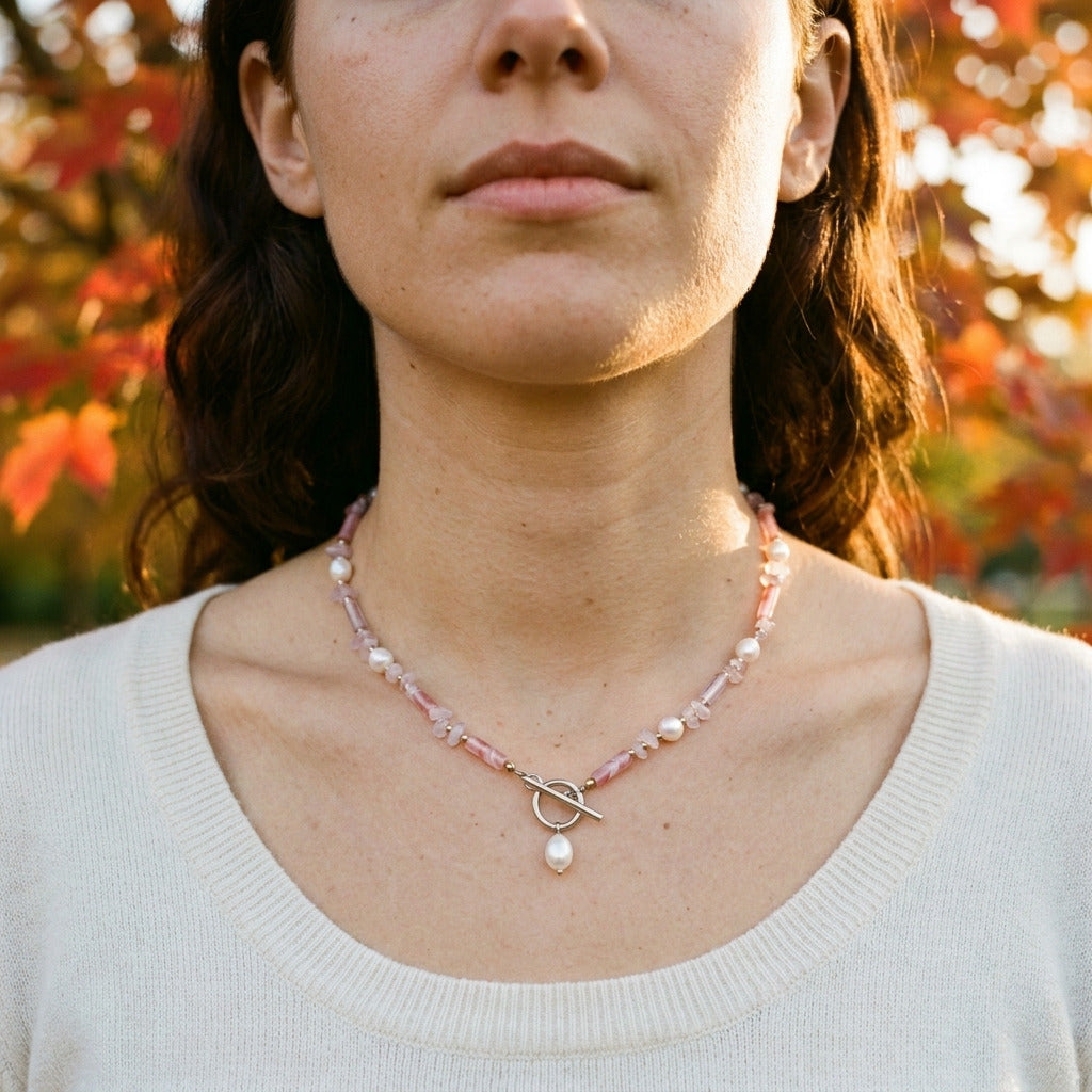 Pink Sorbet Bead Pearl Necklace