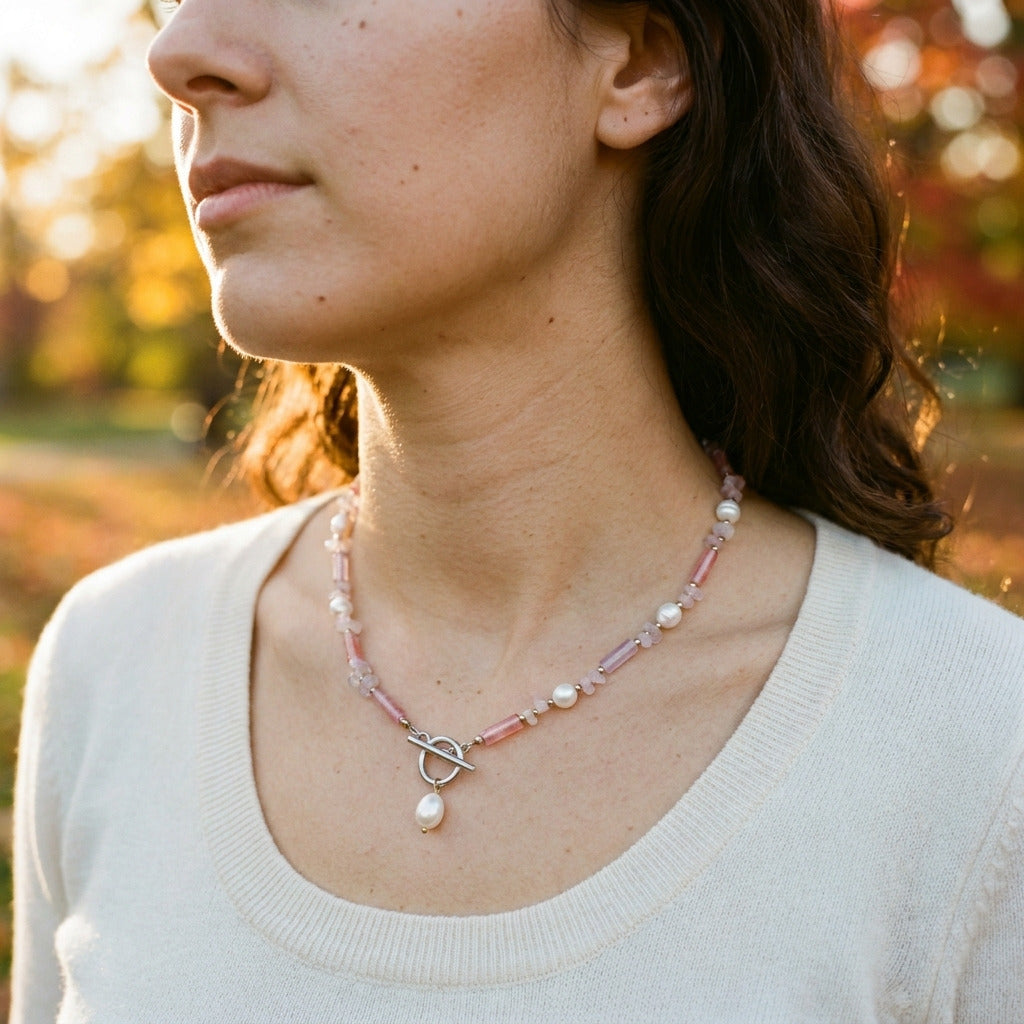 Pink Sorbet Bead Pearl Necklace