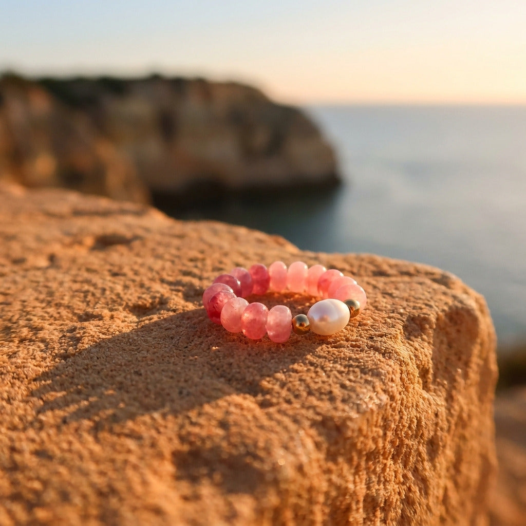 Pink Mix Bead Pearl Ring