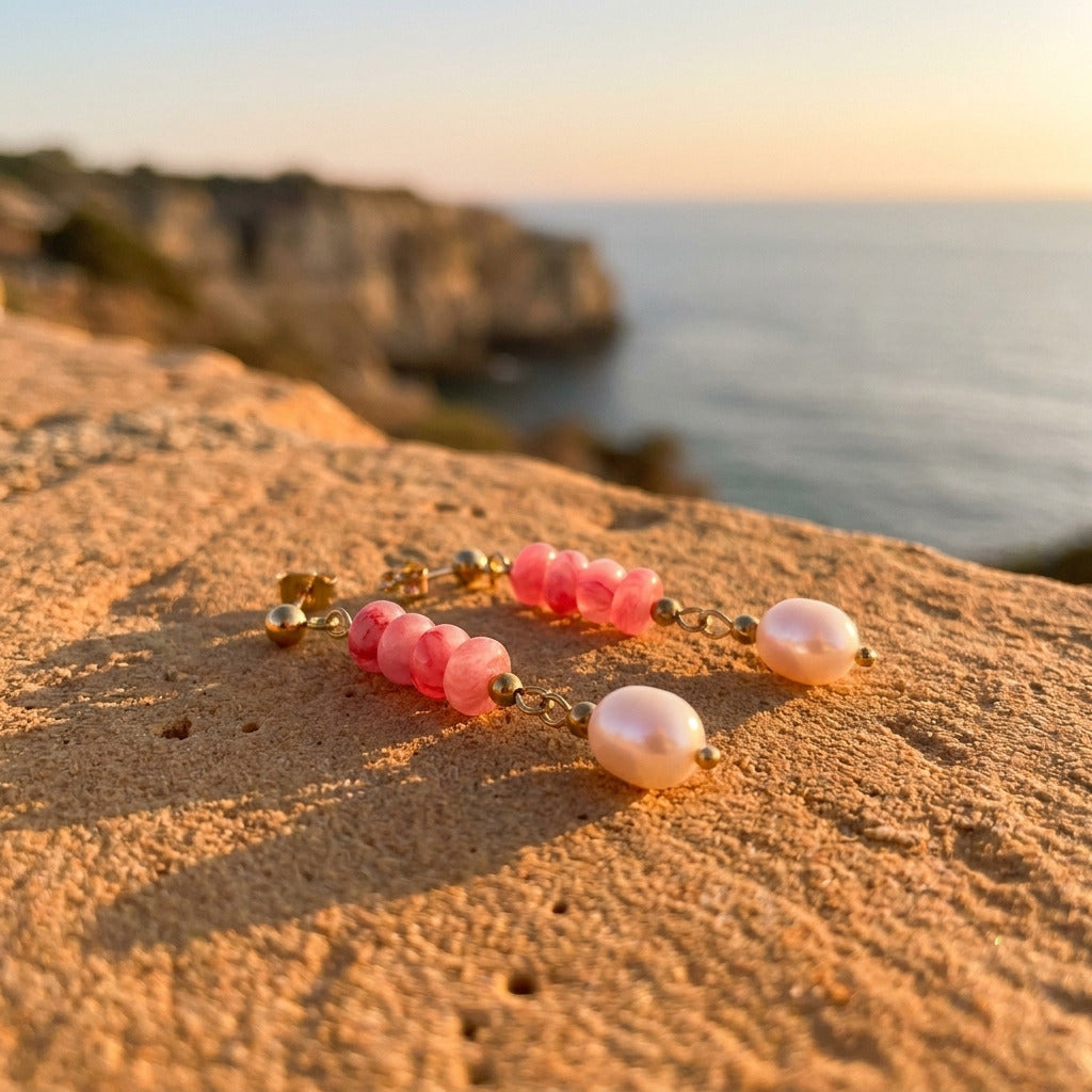 Pink Mix Bead Pearl Earring
