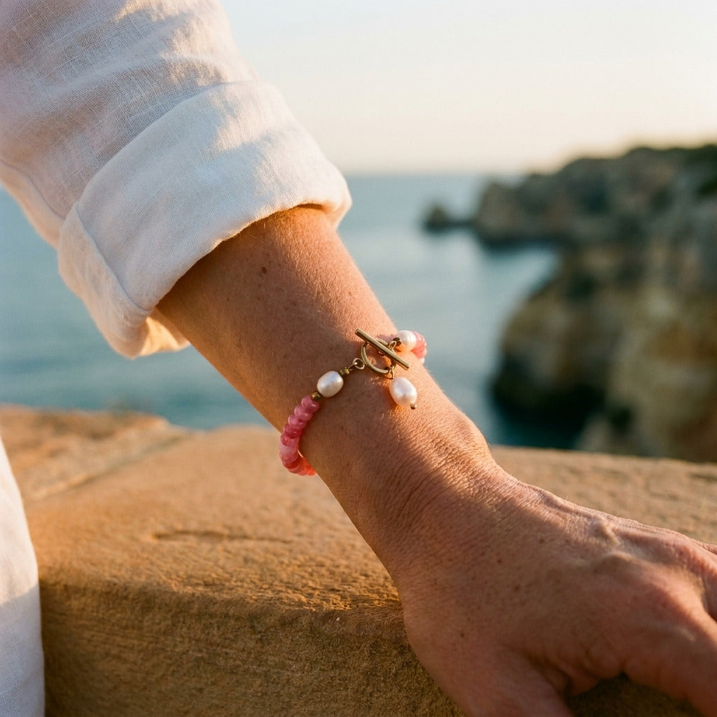 Pink Mix Bead Pearl Bracelet