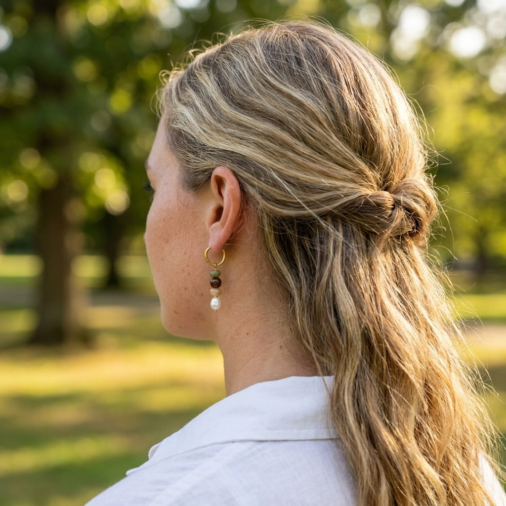 Woodland Bead Pearl Earring