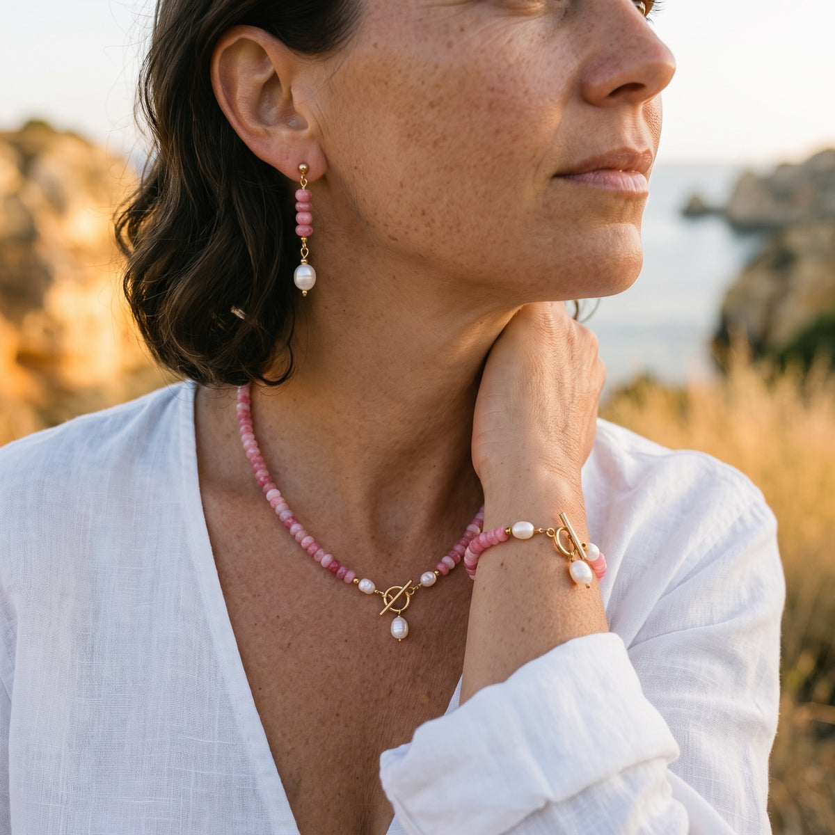 Pink Mix Bead Pearl Set