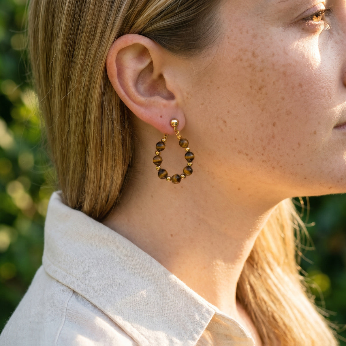 Tiger’s Eye Loop Earring
