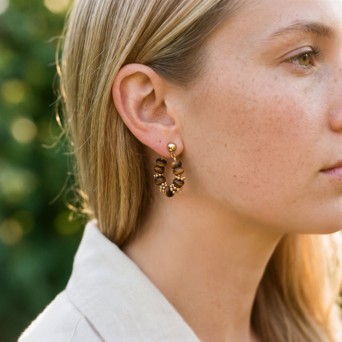 Brown Stone Cluster Hoops